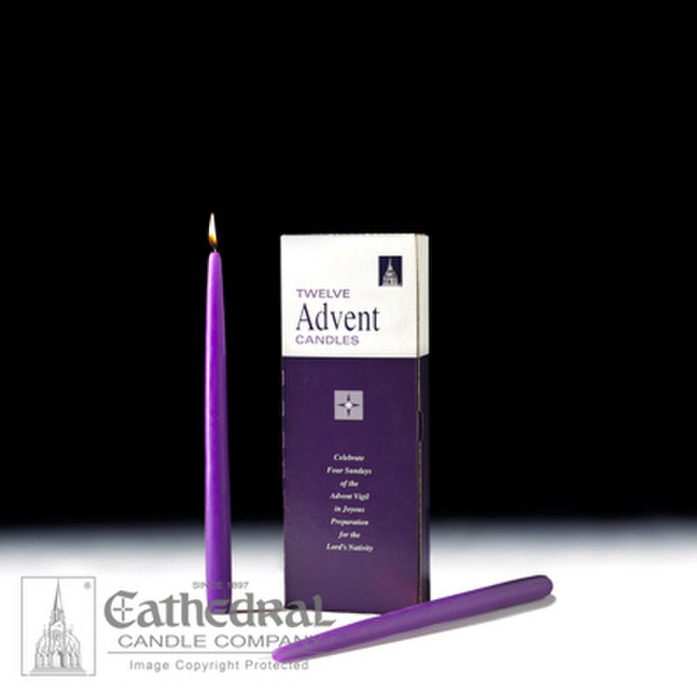 12" x 7/8" Purple Taper Candles (Pack of 12)  - Cathedral Candles