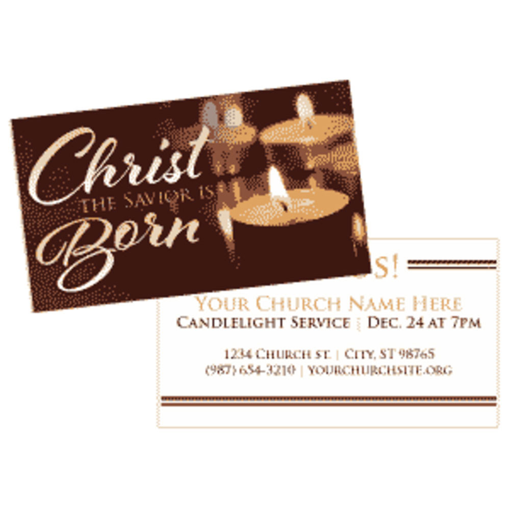 Customizable Christmas Invite Cards - Christ the Savior - 2x3.5 Printed Size