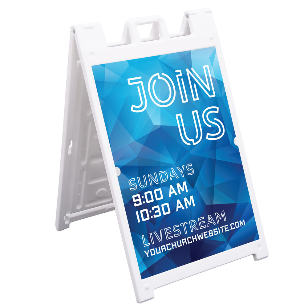 Service Times Crystal Style - Deluxe A-Frame Sandwich Board Street Signs (24"x36")