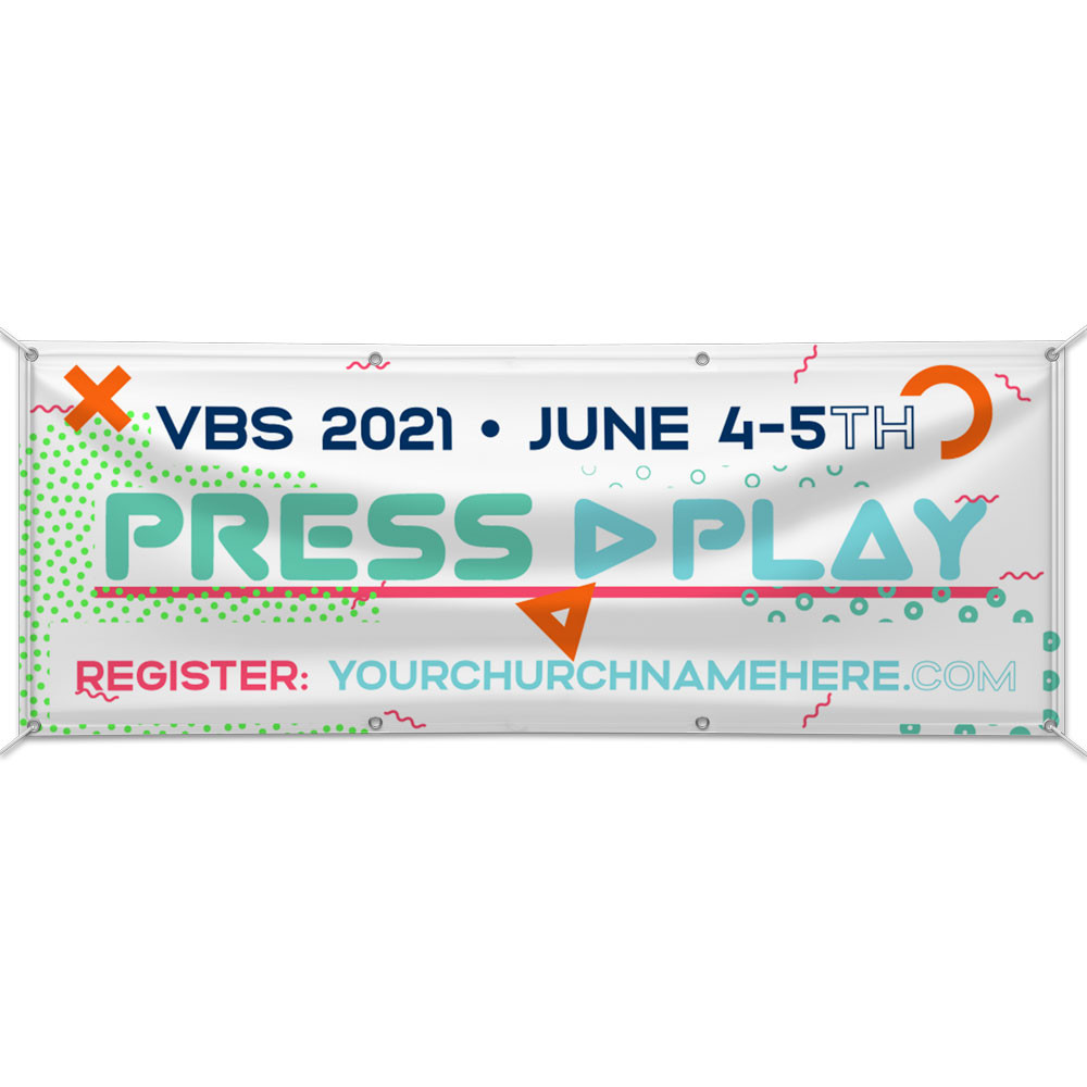 Custom Outdoor Vinyl Banner - Press Play VBS - BPPL005