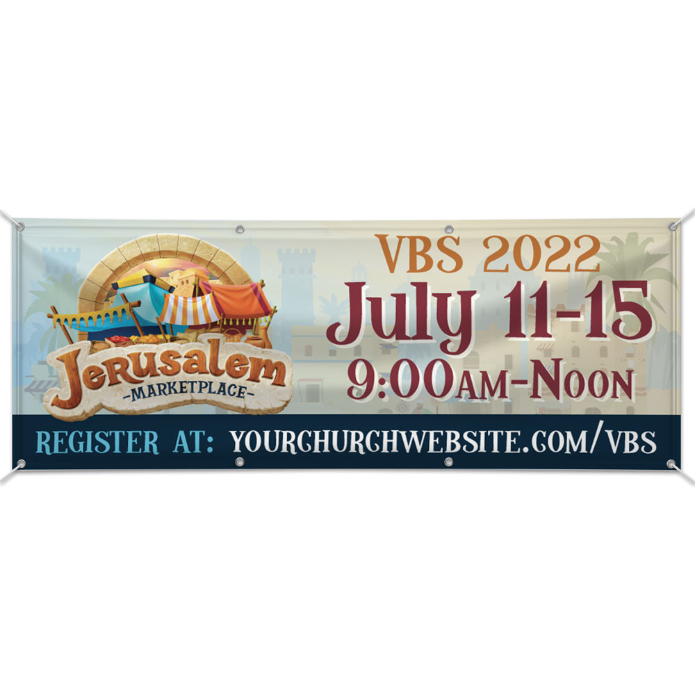 Custom Outdoor Vinyl Banner - Jerusalem Marketplace VBS - BJEM001