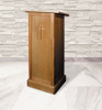 Full Lectern Pulpit w/ Shelf - Maple Wood - Pecan Stain