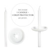 Candlelight Service Set of 250 Vigil Candles 4.25" x 1/2" and Plastic Disc Drip Protectors