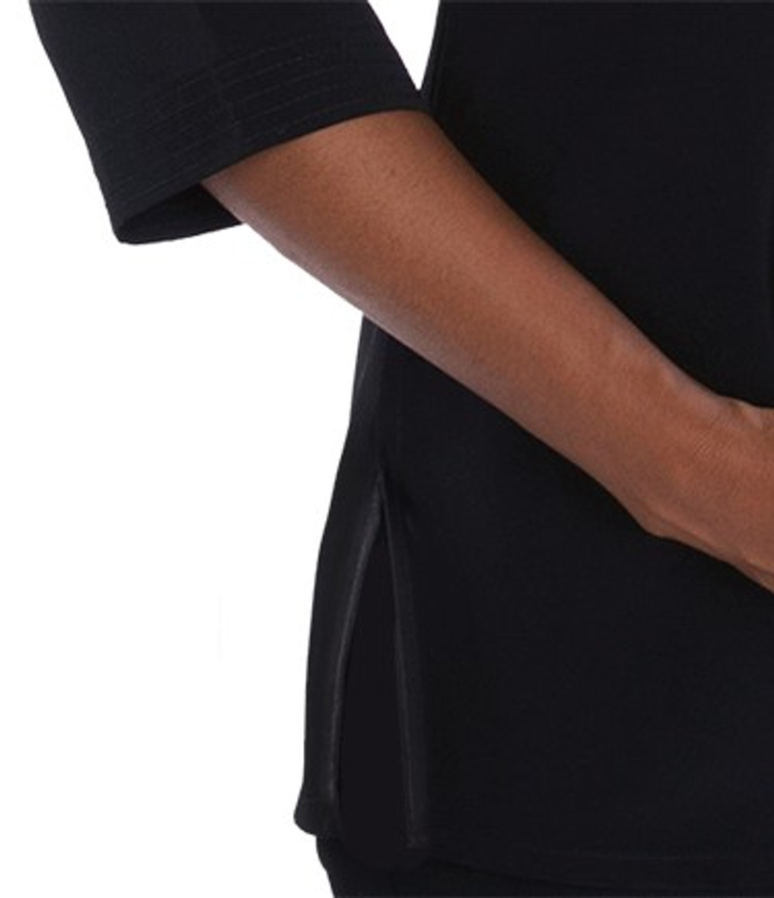 Murphy Women's Clergy Tunic Blouse (Banded Collar) - Black Peachskin