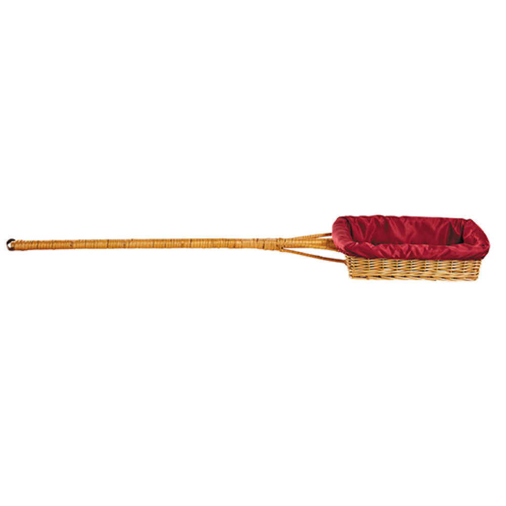 Square Offering Basket With Long Handle & Burgundy Red Liner (Pack
