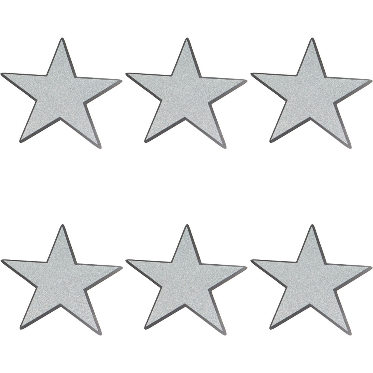 Small Silver Sparkle Star Stickers, 1/2 Star Shape