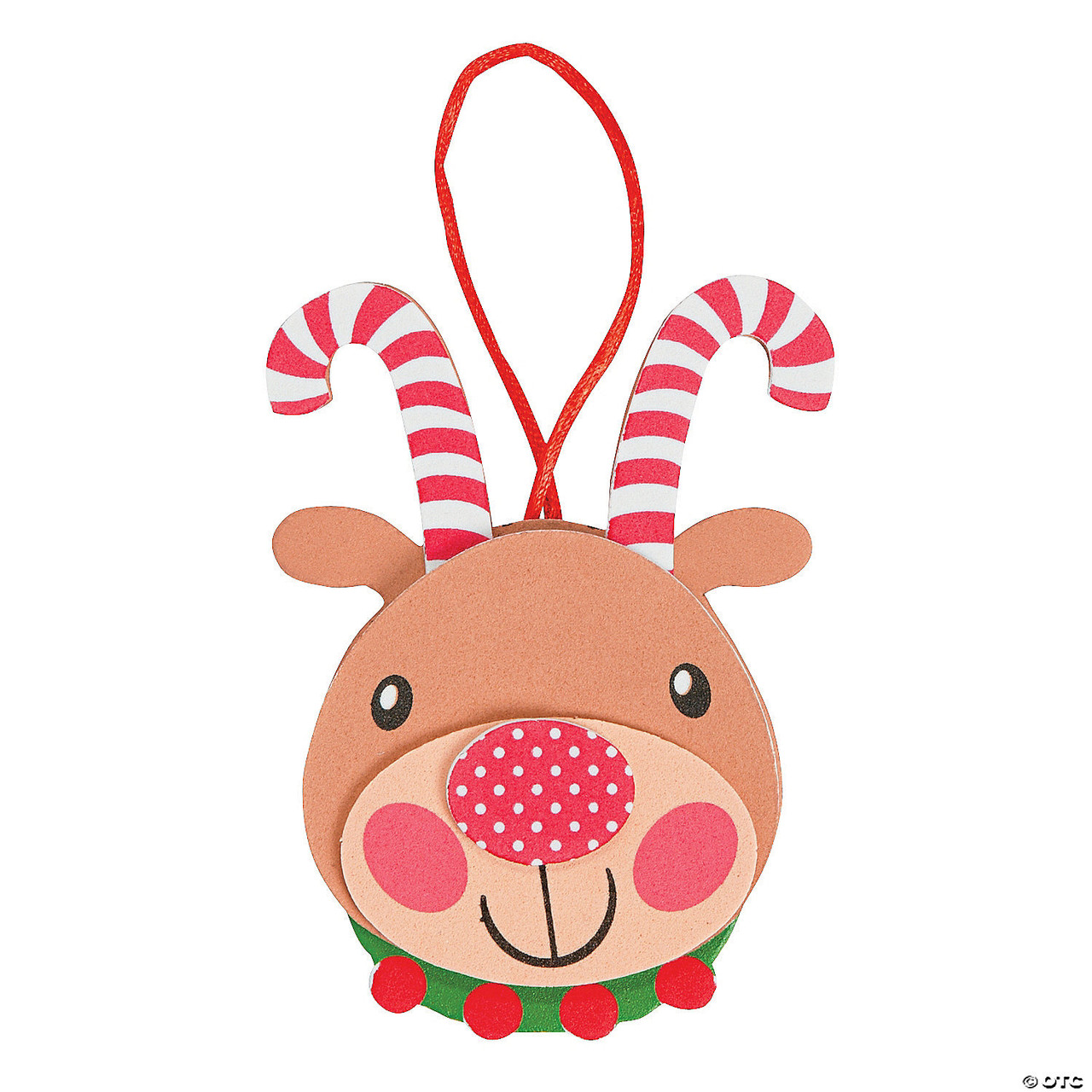 Foam Candy Cane Antler Reindeer Ornament Craft Kit (Pack of 12