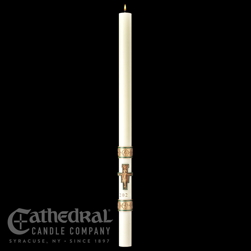 Cross of St. Francis SculptWax Paschal Candle - 51% Beeswax