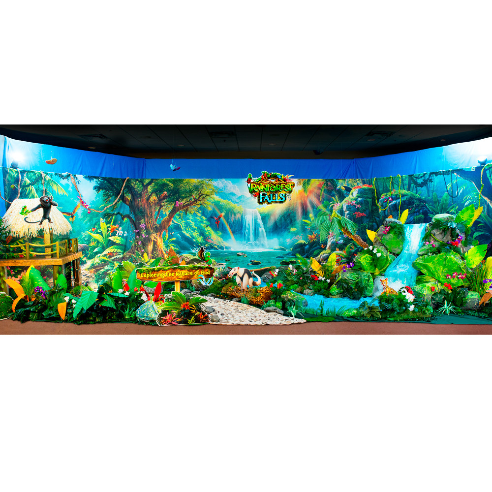 Rainforest Refuge Fabric Wall Hanging Backdrop 20' x 9