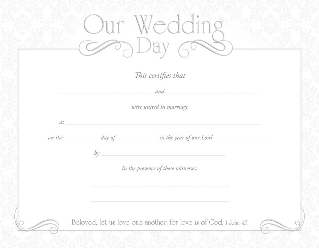 Marriage Certificate - Premium Stock, Silver Foil Embossed - 8.5x11 - 1 John 4:7 - Concordia Supply marriage-certificate-premium-stock-silver-foil-embossed-8-5x11-1-john-4-7-concordia-supply