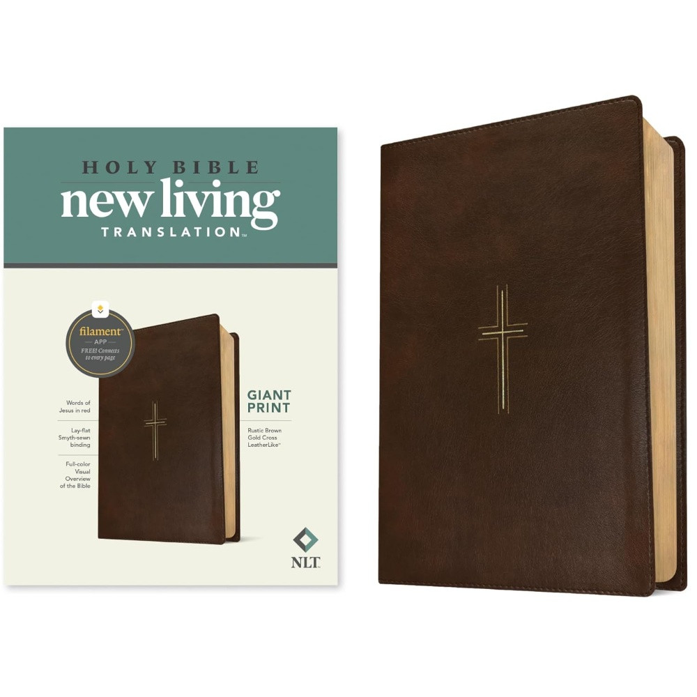 NLT Giant Print Bible, Filament Enabled (Leatherlike, Rustic Brown