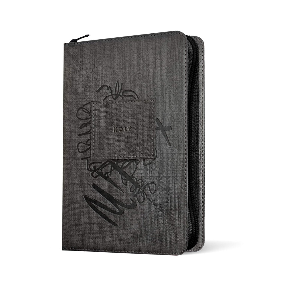 NLT Compact Zipper Bible, Filament Enabled (Leatherlike, Charcoal