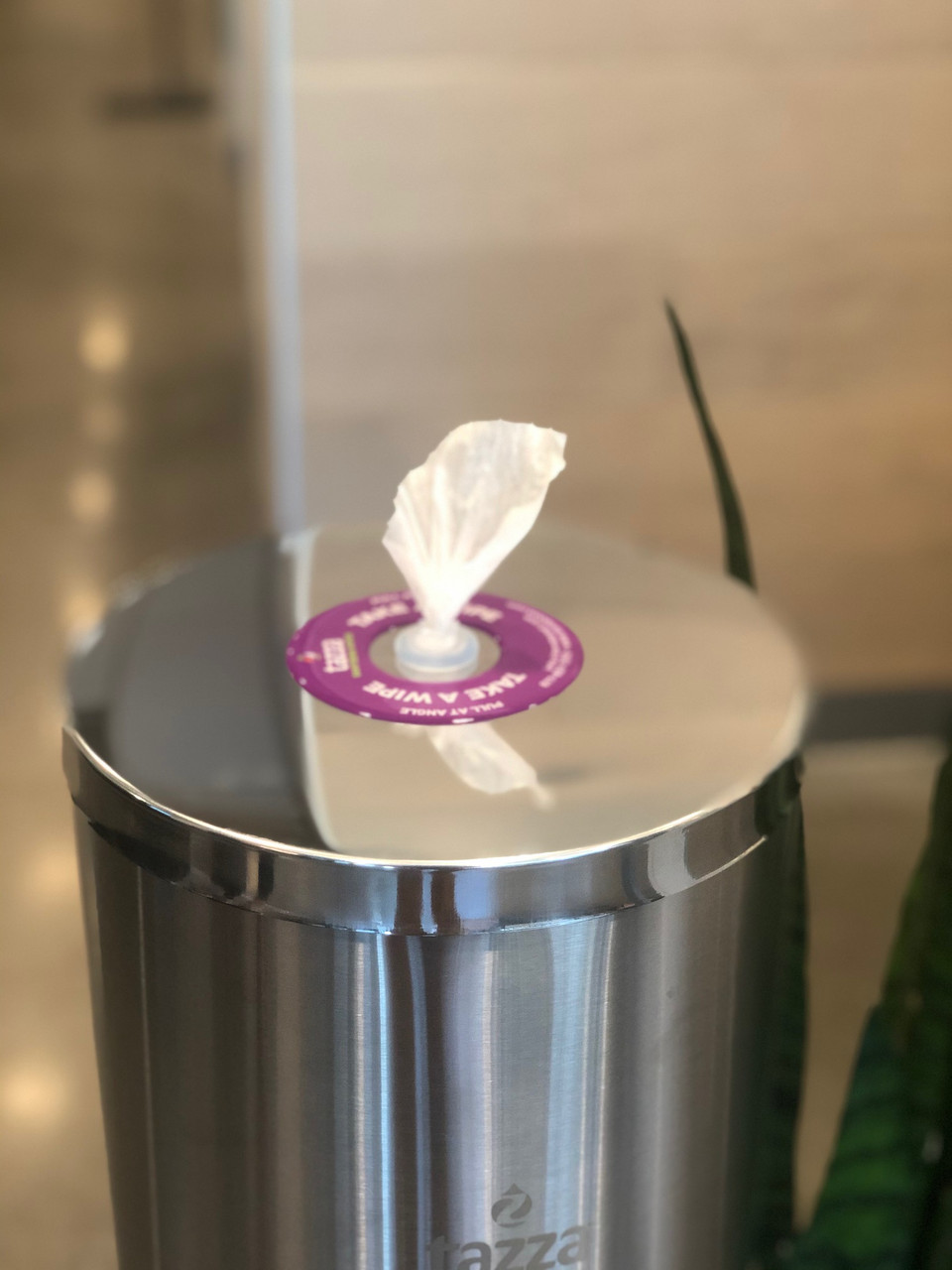 Stainless Steel Cylinder Sanitizer Wipe Dispenser & Trash Can