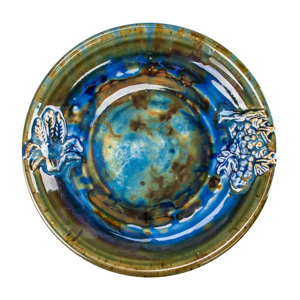 Chalice & Paten Set - Wheat & Grape - Stoneware - Blue - Concordia