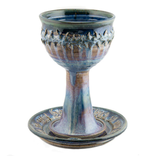 Scripture and Crown of Thorns Porcelain Chalice and Paten Set