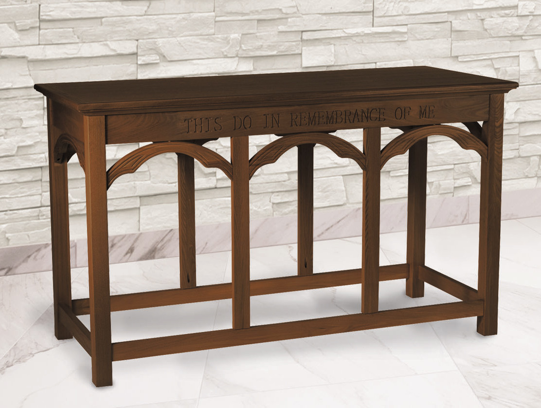Large Engraved Communion Table - Walnut Stain