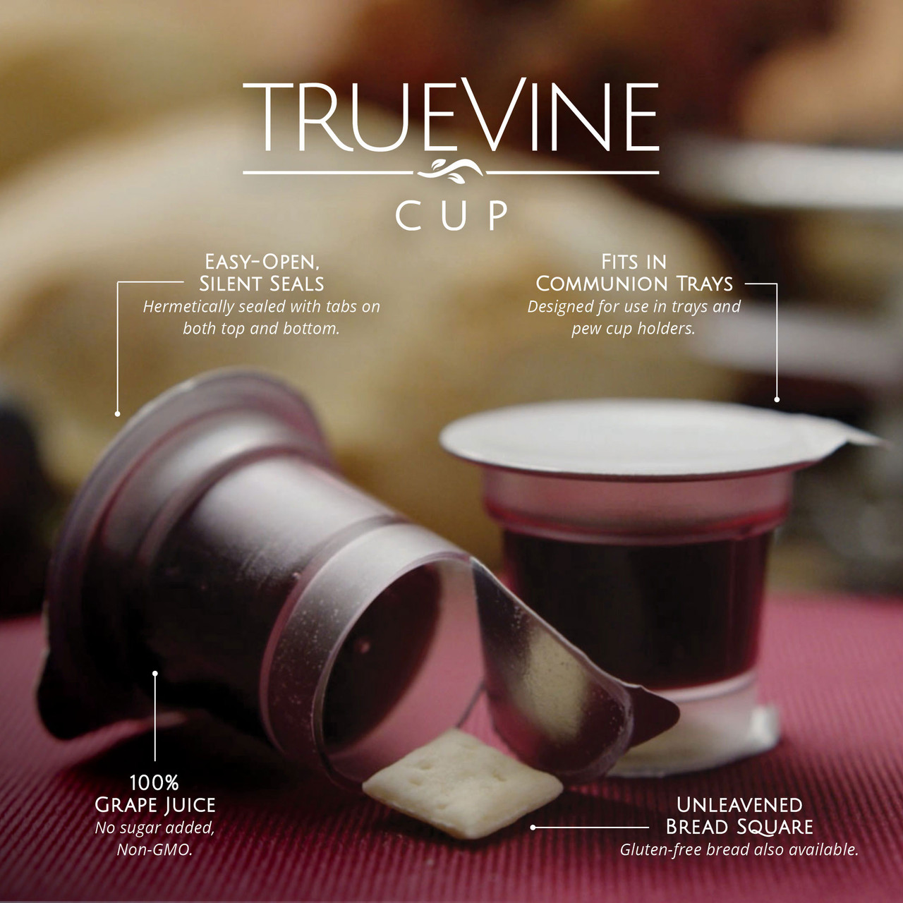 TrueVine Cup - Prefilled Communion Cups - Wheat Wafer & Juice Sets (Box of  500)