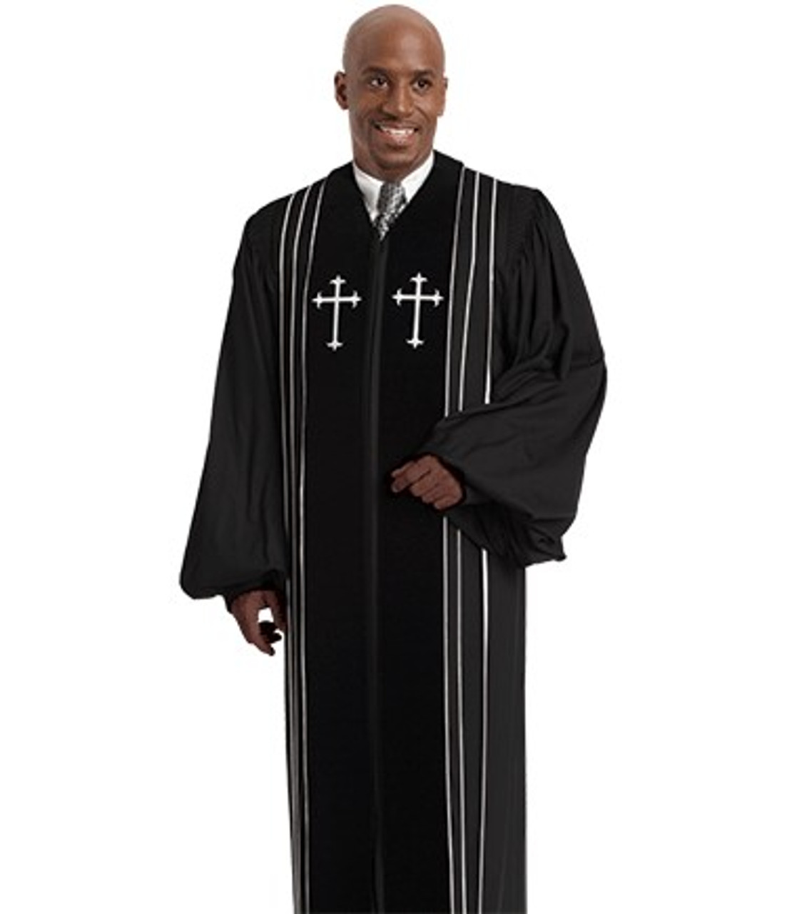 Men's Clergy Robe Bishop H8 - Black Wonder Crepe