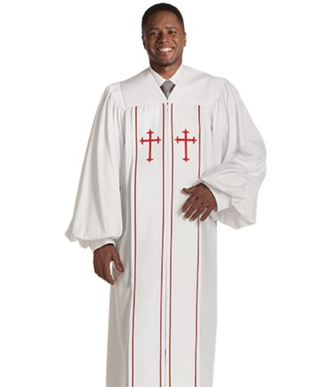 Men's Black Pulpit Robe with Red Trim - Clergy Apparel - Church Robes