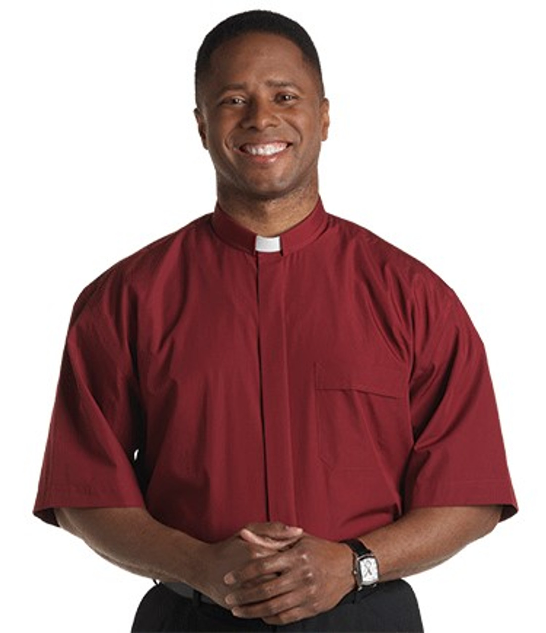 Murphy Men's Clergy Shirt Short Sleeve (Tab Collar) - Burgundy