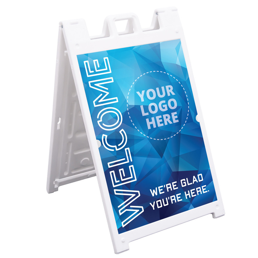 Welcome Logo Crystal Style - Deluxe A-Frame Sandwich Board Street