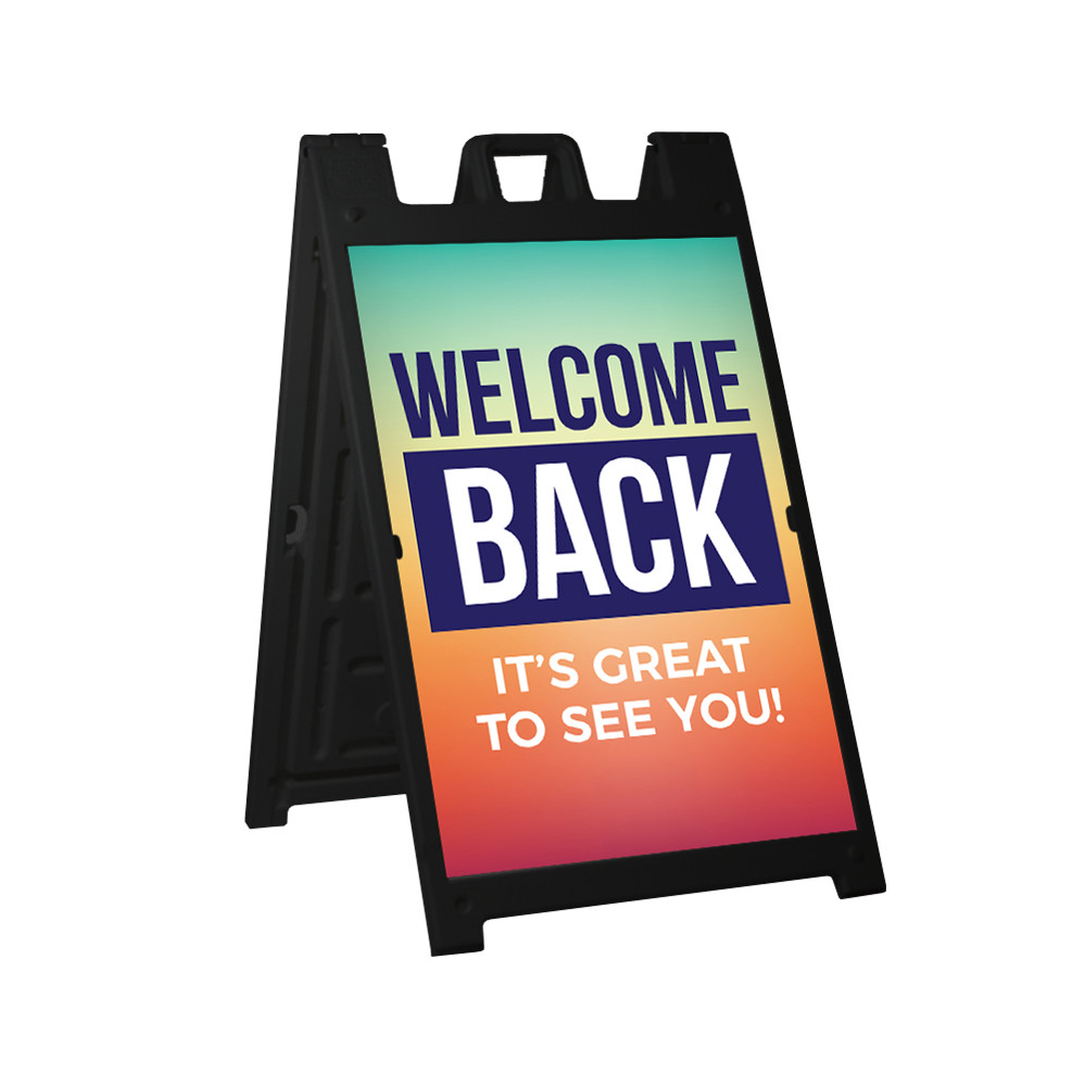 Wellcomeボード Welcome Back Vibrant Style - Deluxe A-Frame Sandwich Board Street
