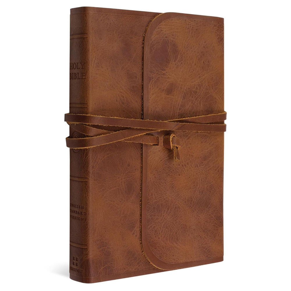 ESV Large Print Compact Bible ブラウン 革装 ESV Large Print Compact Bible (Natural Leather, Brown, Flap with