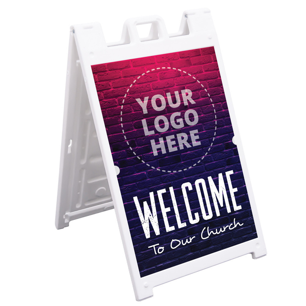 Welcome Logo Brick Style - Deluxe A-Frame Sandwich Board Street Signs ...