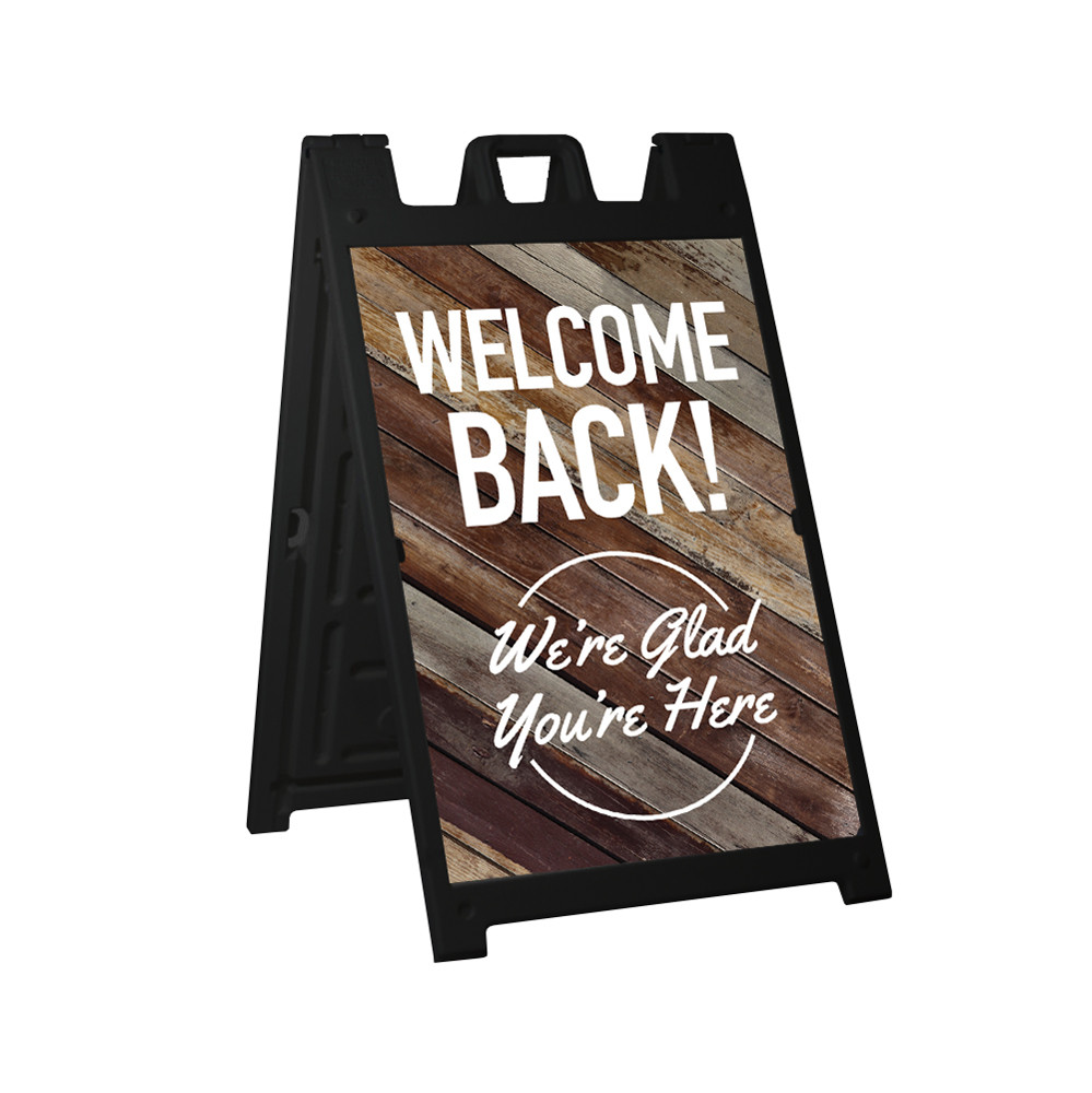 Welcome Back Wood Style - Deluxe A-Frame Sandwich Board Street
