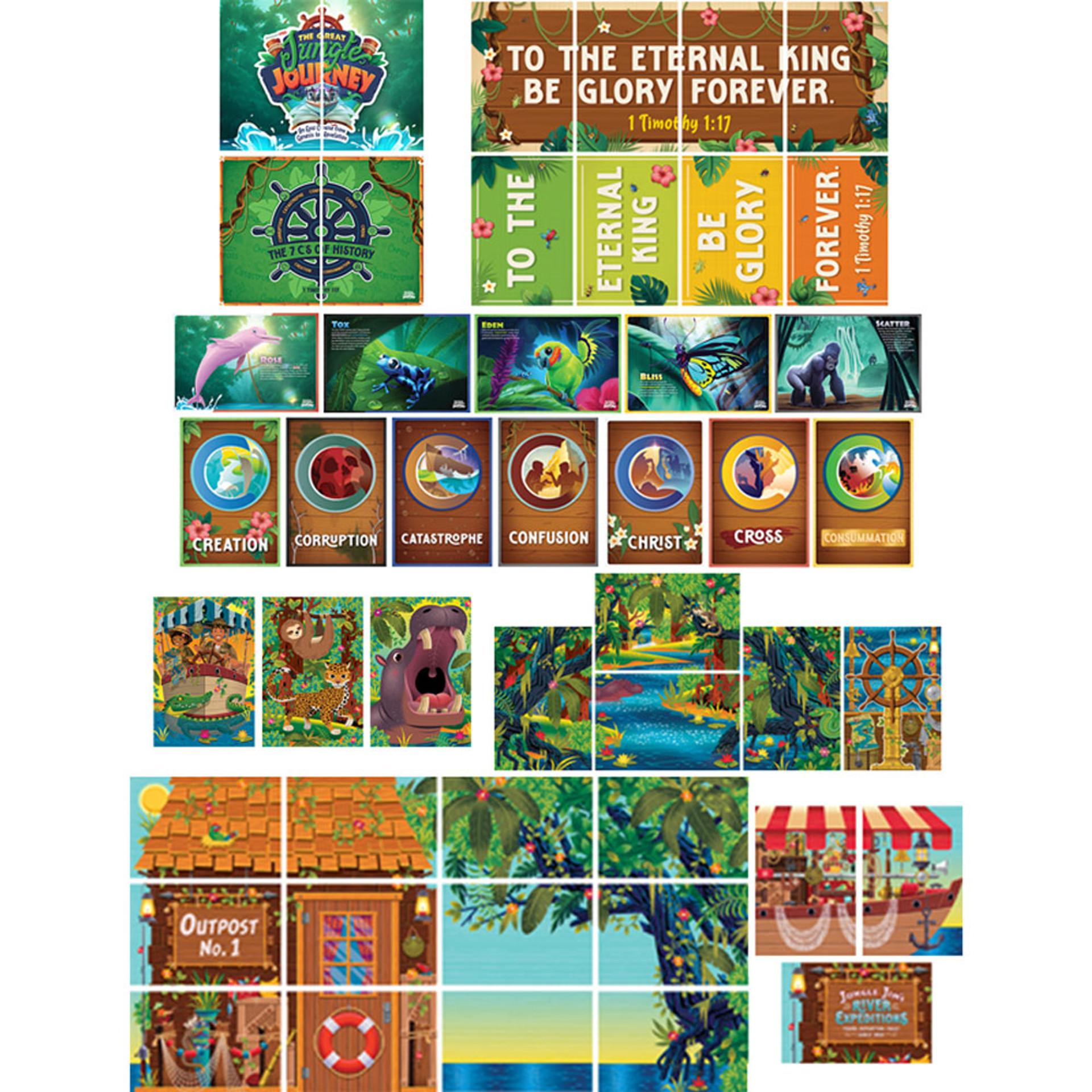 Scene Setter Pack 43 panels Jungle Journey Answers VBS 2024