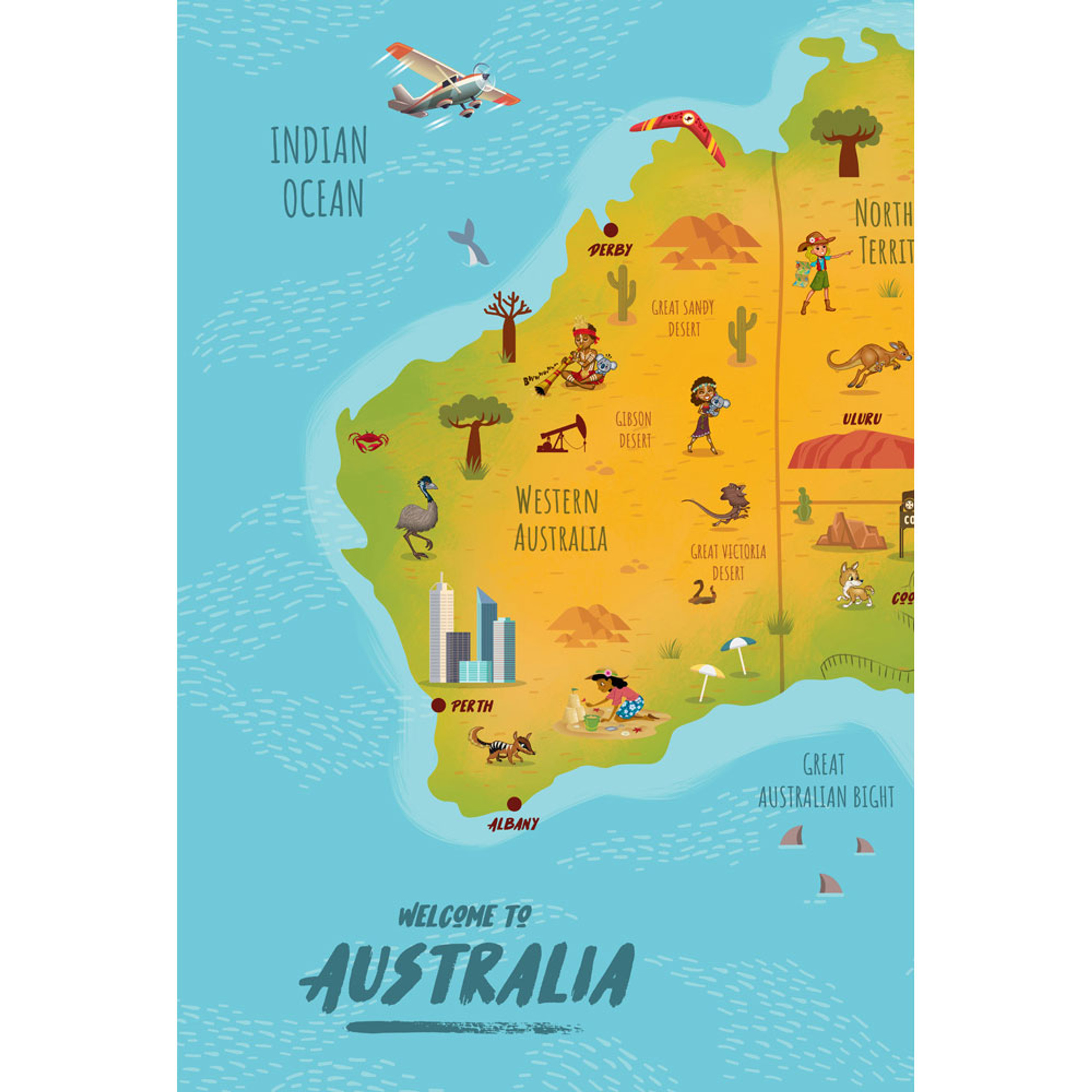 Scene Setter Classroom Australia Map and SUV Set of 4 Panels