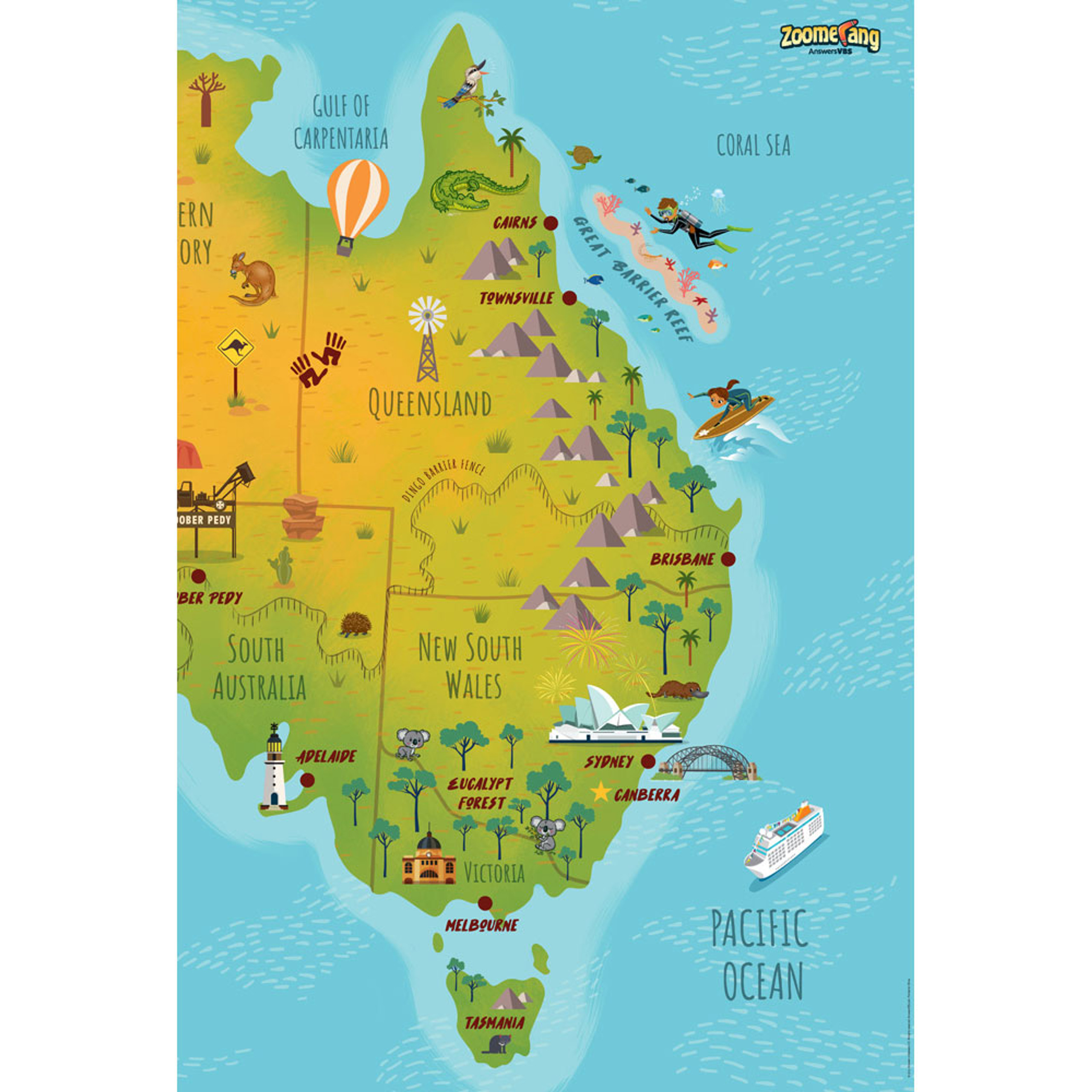 Scene Setter Classroom Australia Map and SUV Set of 4 Panels