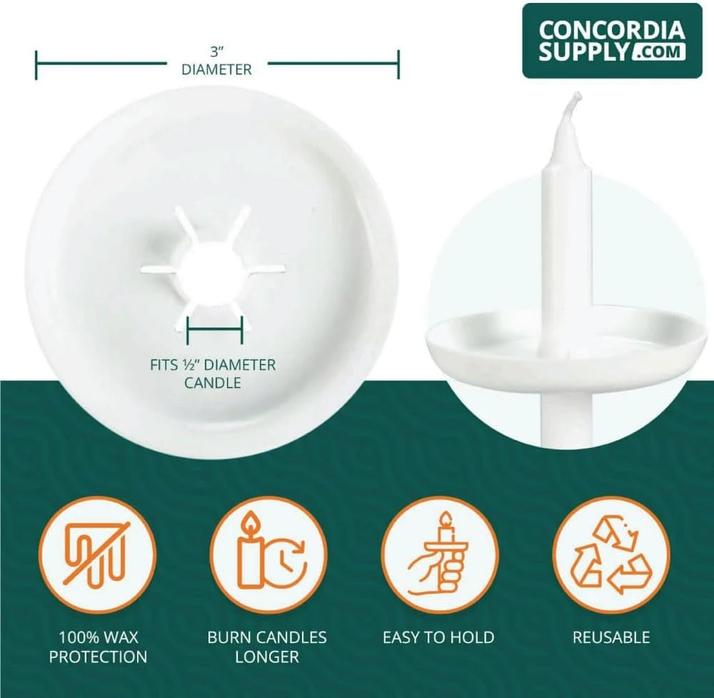 Plastic Disc Candle Drip Protectors - Fits 1/2