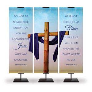 Church Banner 2x6 - Easter Triple Set - Cross Pastel - B6010226SET Church Banner 2x6 - Easter Triple Set - Cross Pastel - B6010226SET
