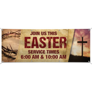 Customizable Outdoor Vinyl Banner - Easter - Crown and Cross - B50002H Customizable Outdoor Vinyl Banner - Easter - Crown and Cross - B50002H