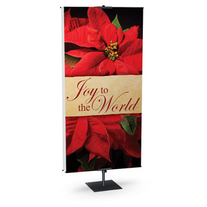 Church Banner - Christmas - Joy To The World - Poinsettia