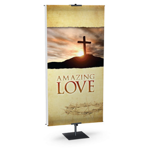 Church Banner - Easter - Amazing Love Cross on a Hill