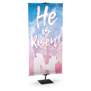 Church Banner - Easter - He Is Risen Blue Pink