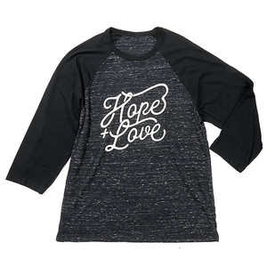 Hope and Love Baseball T-Shirt, Black Marble, Adult Large Hope and Love Baseball T-Shirt, Black Marble, Adult Large
