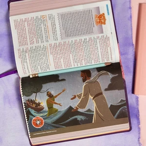KJV One Big Story Bible (LeatherTouch, Pink/Purple) - Bulk Case of 18