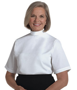 Murphy Women's Clergy Shell Blouse (Banded Collar) - White Polyester Murphy Women's Clergy Shell Blouse (Banded Collar) - White Polyester