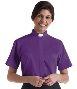 Murphy Women's Clergy Shirt Short Sleeve (Tab Collar) - Purple Poly/Cotton Murphy Women's Clergy Shirt Short Sleeve (Tab Collar) - Purple Poly/Cotton