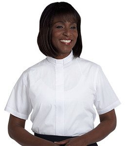 Murphy Women's Clergy Shirt Short Sleeve (Tab Collar) - White Poly/Cotton Murphy Women's Clergy Shirt Short Sleeve (Tab Collar) - White Poly/Cotton