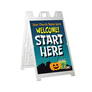 Evening Trunk Or Treat Welcome - Deluxe A-Frame Sandwich Board Street Signs (24"x36") Evening Trunk Or Treat Welcome - Deluxe A-Frame Sandwich Board Street Signs (24"x36")