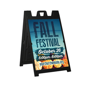 Blue Autumn Fall Festival - Deluxe A-Frame Sandwich Board Street Signs (24"x36") - Black Blue Autumn Fall Festival - Deluxe A-Frame Sandwich Board Street Signs (24"x36") - Black