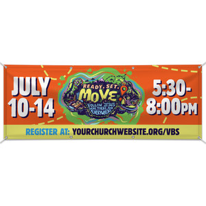 Custom Outdoor Vinyl Banner - Ready, Set, Move VBS - BRSM002 Custom Outdoor Vinyl Banner - Ready, Set, Move VBS - BRSM002