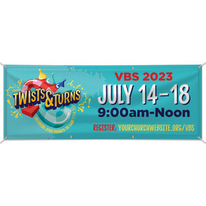 Custom Outdoor Vinyl Banner - Twists & Turns VBS - BTNT002 Custom Outdoor Vinyl Banner - Twists & Turns VBS - BTNT002