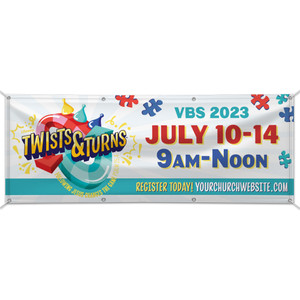 Custom Outdoor Vinyl Banner - Twists & Turns VBS - BTNT007 Custom Outdoor Vinyl Banner - Twists & Turns VBS - BTNT007