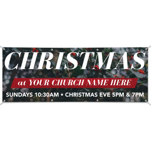 Easy Custom Outdoor Vinyl Banner - Personalize in Real Time - Christmas Holly Easy Custom Outdoor Vinyl Banner - Personalize in Real Time - Christmas Holly