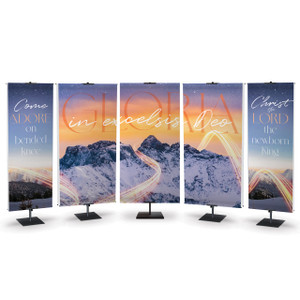Church Banners - Gloria Mountains Series - Five Banner Set - Two 2'x6' and Three 3'x6' Banners Church Banners - Gloria Mountains Series - Five Banner Set - Two 2'x6' and Three 3'x6' Banners